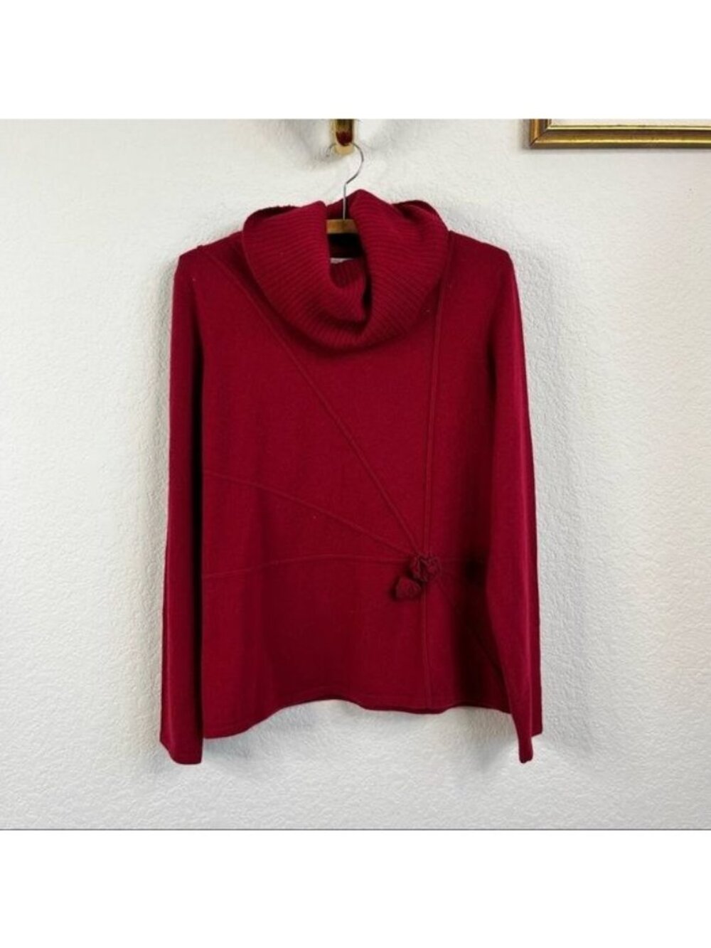 Katherine Kelly Turtleneck Rosette Cashmere Sweater